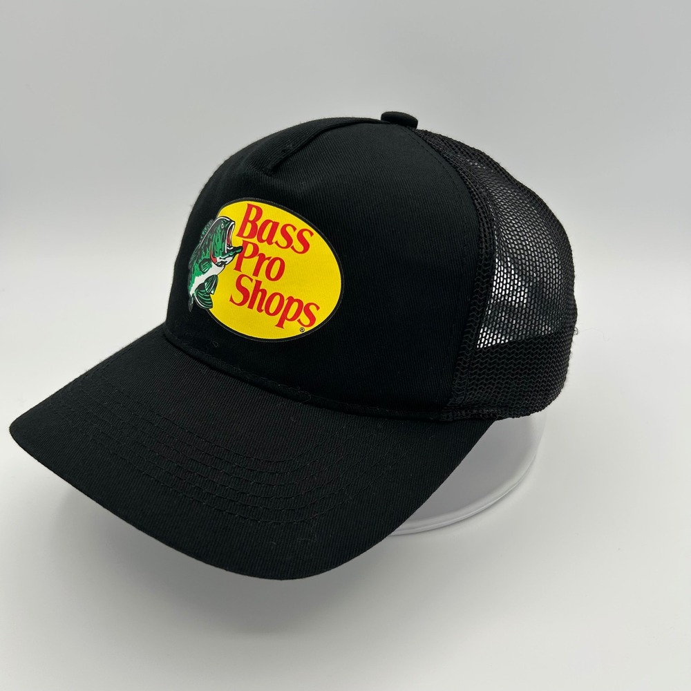 Bass Pro Shops Trucker Hat Youth OSFM Black Mesh Outdoor Retro Style